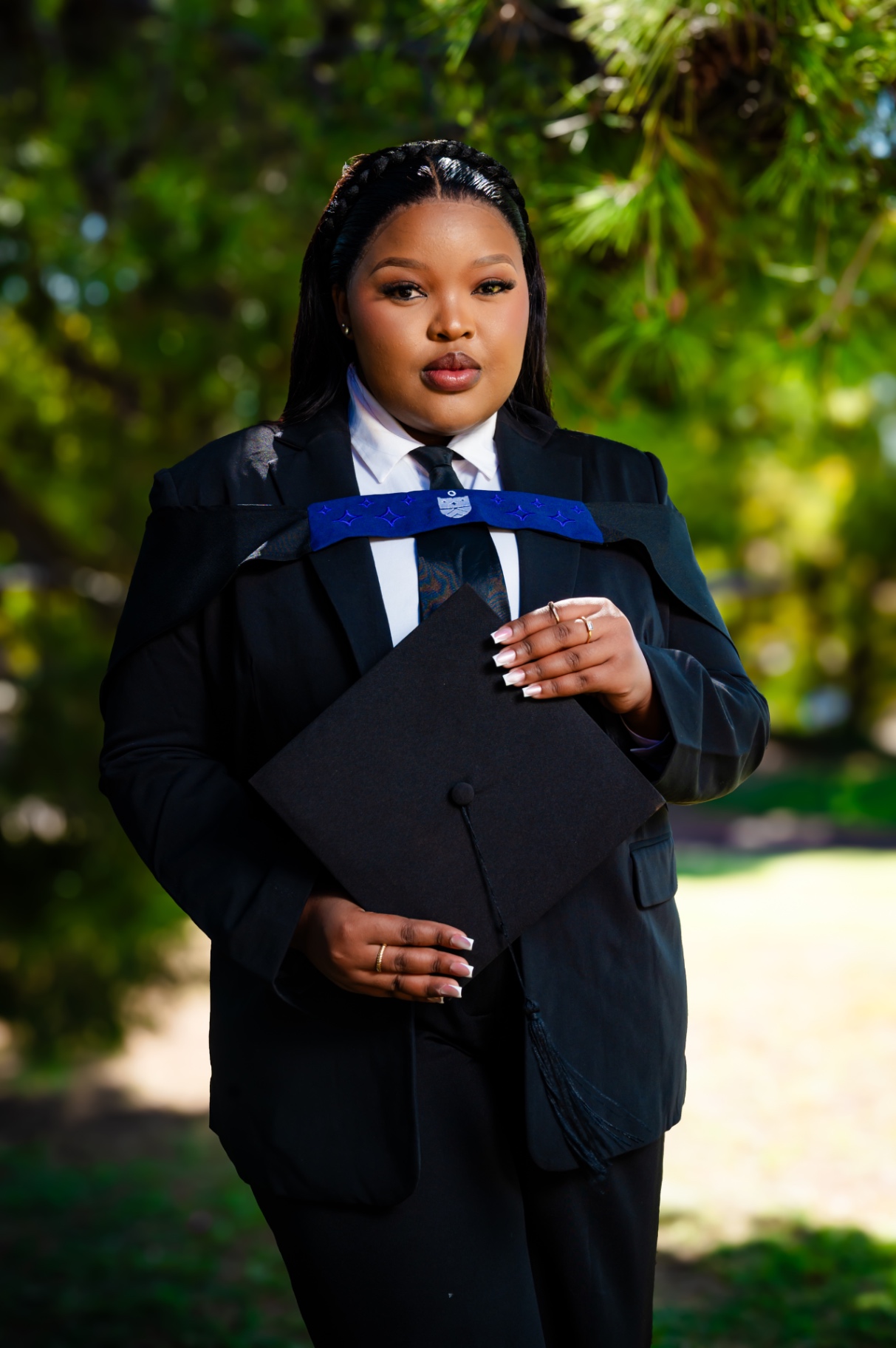 Graduation cap and gown portrait