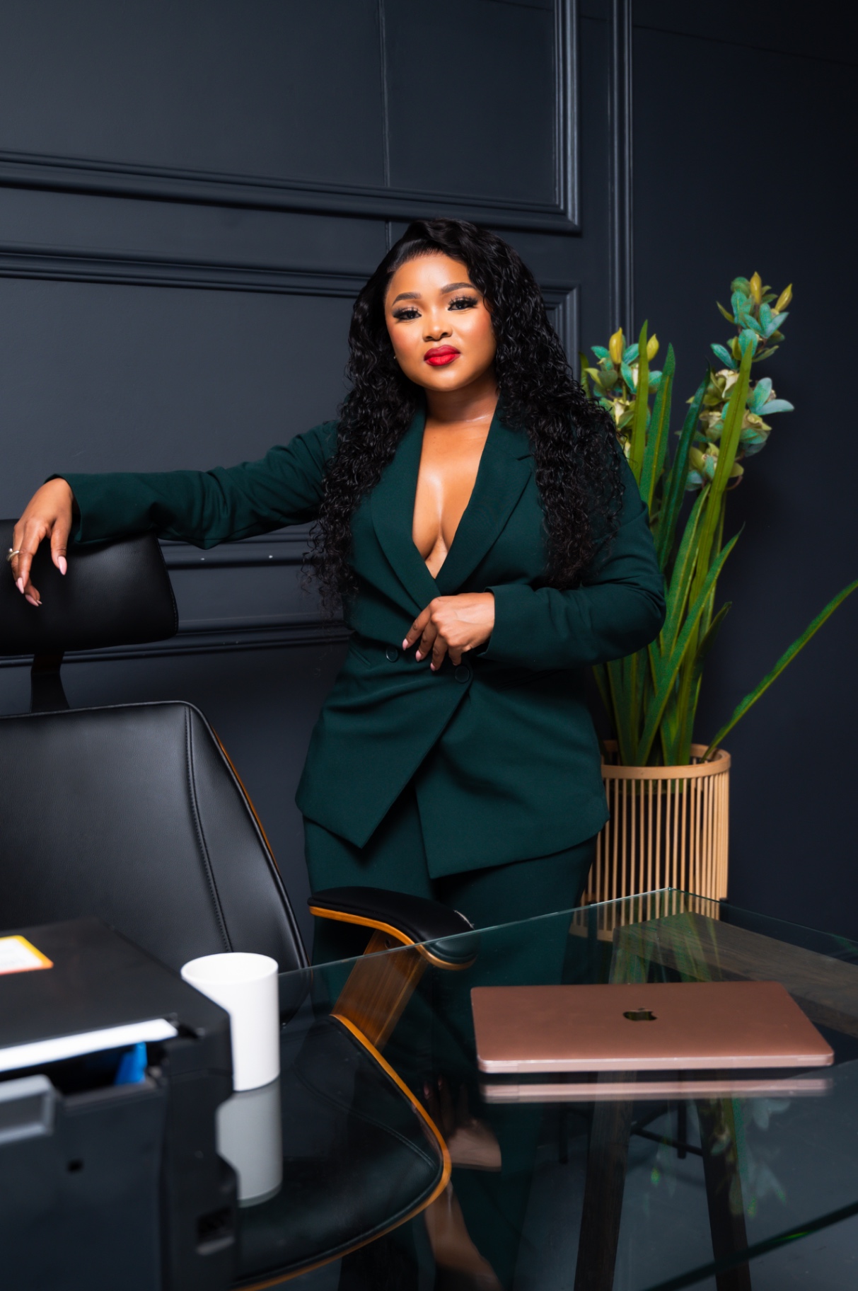 Emerald suit executive portrait
